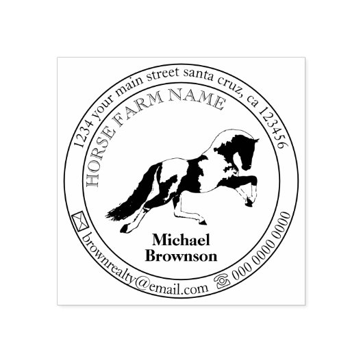 馬を表すランニングロゴ ラバースタンプ (インプリント)