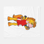 馬を走らせる フリースブランケット (正面(横))