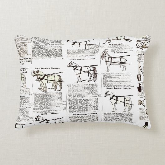 馬アンティーク広告新聞美術 アクセントクッション (正面)