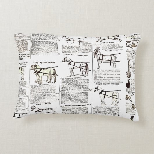 馬アンティーク広告新聞美術 アクセントクッション (裏面)