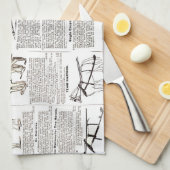 馬アンティーク広告新聞美術 キッチンタオル (四つ折り)