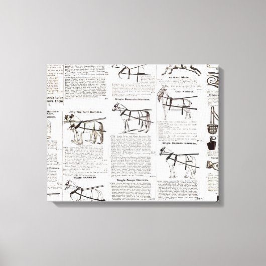 馬アンティーク広告新聞美術 キャンバスプリント (正面)