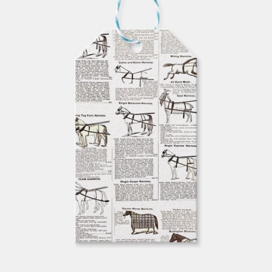 馬アンティーク広告新聞美術 ギフトタグ (正面)