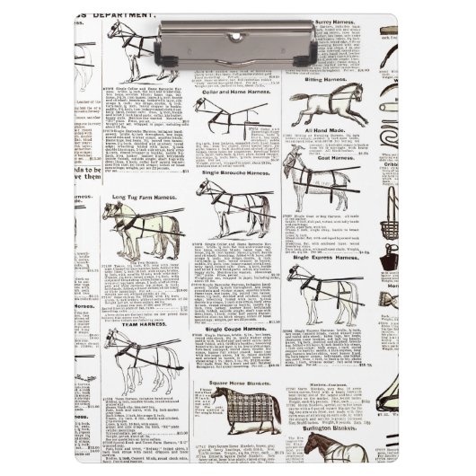 馬アンティーク広告新聞美術 クリップボード (正面)