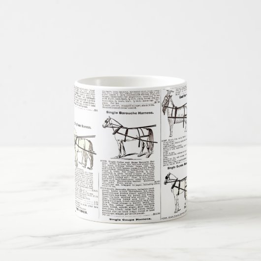 馬アンティーク広告新聞美術 コーヒーマグカップ (中央)