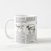 馬アンティーク広告新聞美術 コーヒーマグカップ (左)