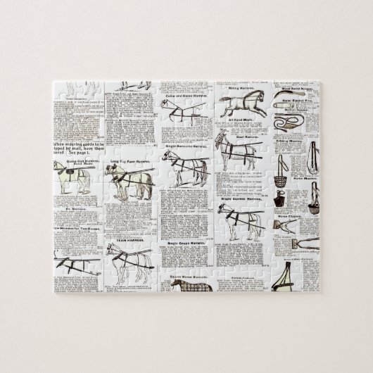 馬アンティーク広告新聞美術 ジグソーパズル (横)