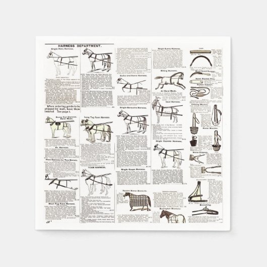 馬アンティーク広告新聞美術 スタンダードカクテルナプキン (正面)