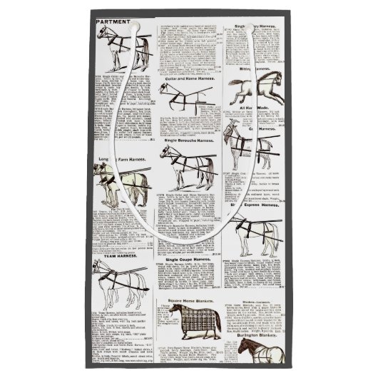 馬アンティーク広告新聞美術 スモールペーパーバッグ (正面)