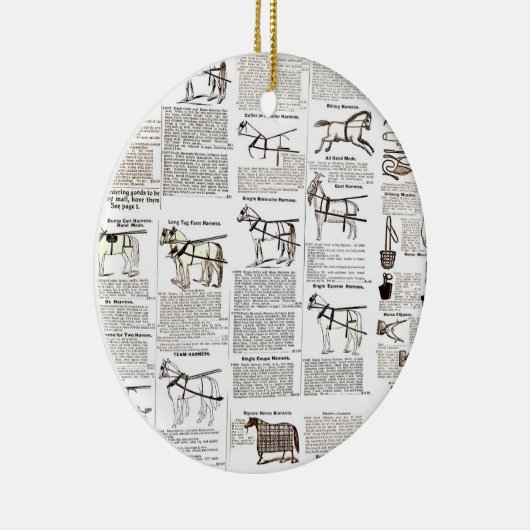 馬アンティーク広告新聞美術 セラミックオーナメント (右)