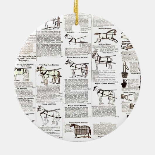 馬アンティーク広告新聞美術 セラミックオーナメント (裏面)