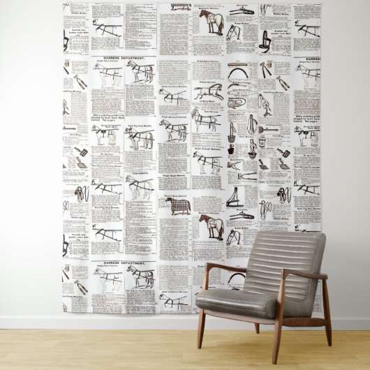 馬アンティーク広告新聞美術 タペストリー (インサイチュ)