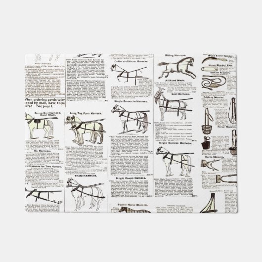 馬アンティーク広告新聞美術 ドアマット (正面)