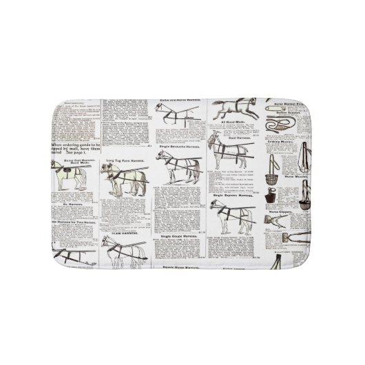 馬アンティーク広告新聞美術 バスマット