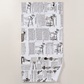 馬アンティーク広告新聞美術 ビーチタオル (正面)