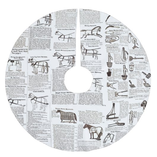 馬アンティーク広告新聞美術 ブラッシュドポリエステルツリースカート (正面)