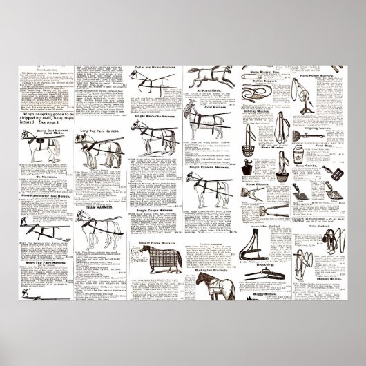 馬アンティーク広告新聞美術 ポスター (正面)