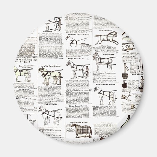 馬アンティーク広告新聞美術 マグネット (正面)