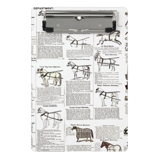 馬アンティーク広告新聞美術 ミニクリップボード (正面)