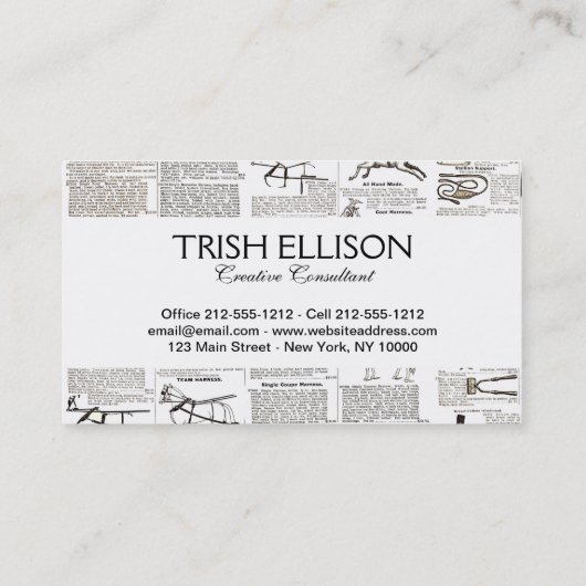 馬アンティーク広告新聞美術 名刺 (裏面)