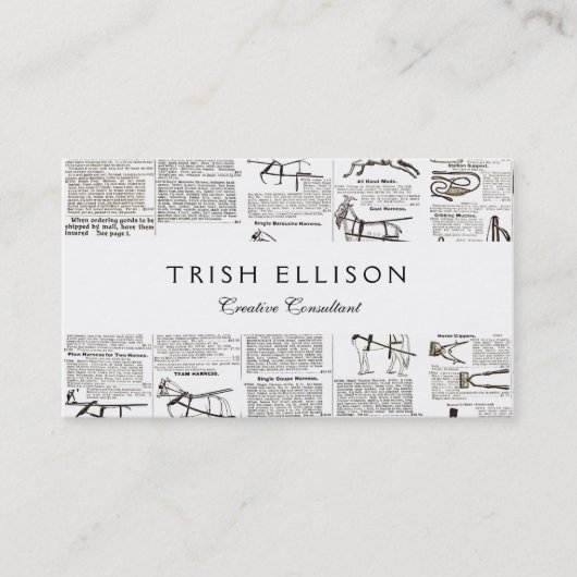 馬アンティーク広告新聞美術 名刺 (正面)