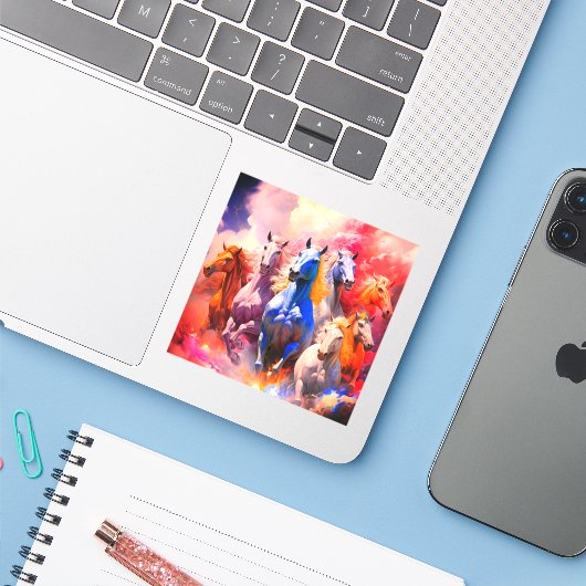 馬アート シール (ノートパソコンとiPhone)