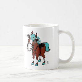 馬イラストレーションなし文字 コーヒーマグカップ
