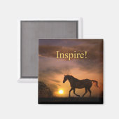 馬インスパイアかわいらしとサンセット磁石 マグネット (正面/裏面)