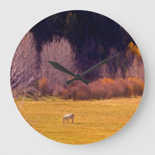 馬イン秋I ラージ壁時計 (正面)
