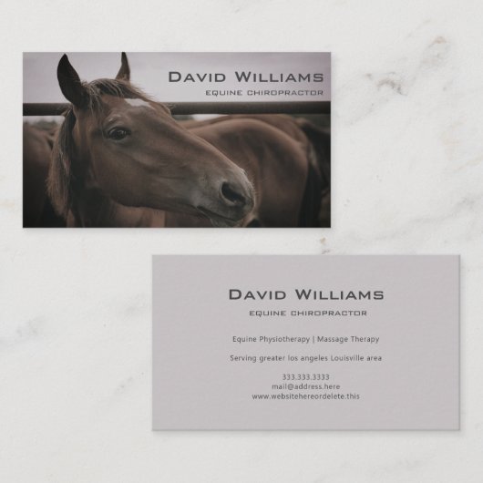 馬ウマ科のカイロプラクター理学療法士 名刺 (正面/裏面)