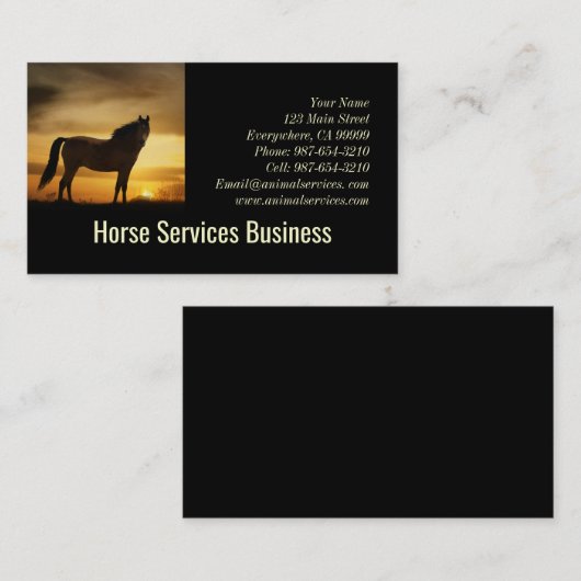 馬ウマ科のサー食べ物を与えバ人  名刺 (正面/裏面)