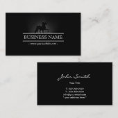 馬ウマ科の乗りエレガント黒 名刺 (正面/裏面)