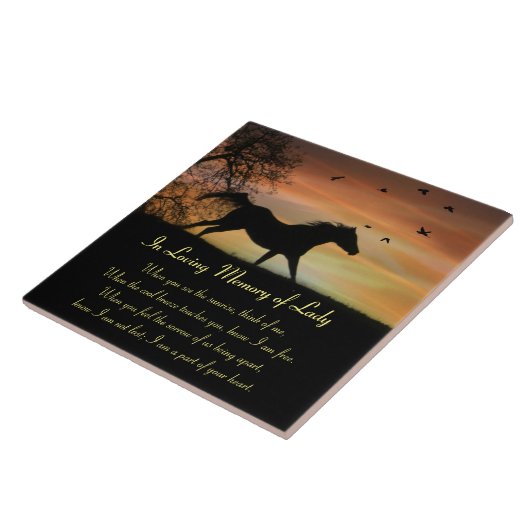 馬ウマ科の記念名前をカスタムするスピリチュアル詩 タイル (側面)