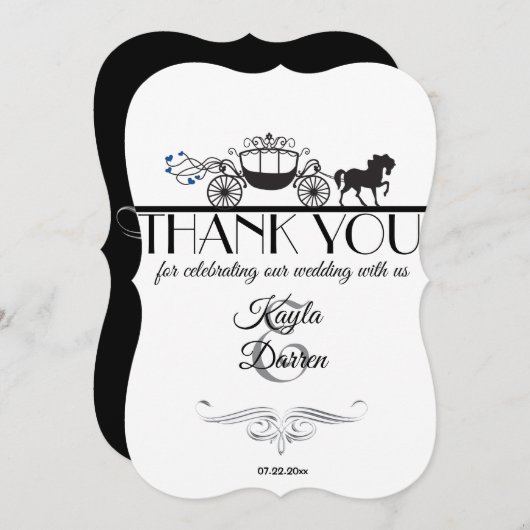 馬エレガントと乳母車結婚の サンキューカード (正面/裏面)