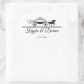 馬エレガントと乳母車結婚の 楕円形シール (バッグ)