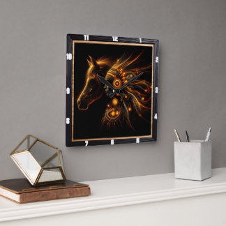 馬エレガントと女の融合 スクエア壁時計