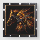 馬エレガントと女の融合 スクエア壁時計 (正面)