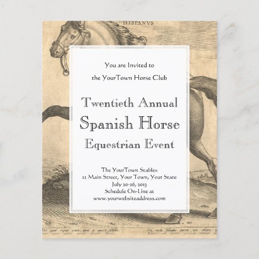 馬エレガントのアンティークスペインの版木、銅版、版画 チラシ (裏面)