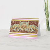 馬エレガントのストライプ茶色/金ゴールド+スマイルピンク カード (正面)