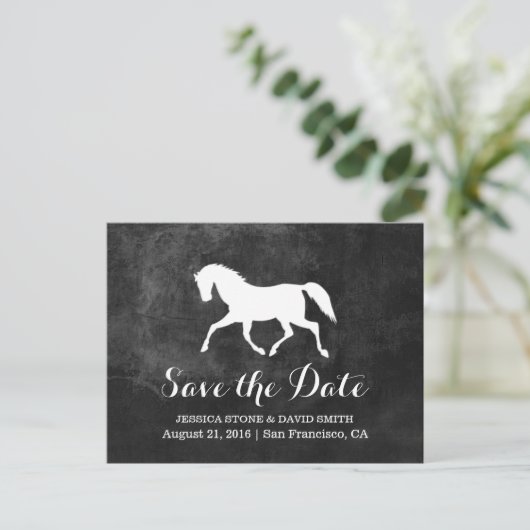 馬エレガントの結婚式の日付を保存 案内ポストカード (スタンド正面)