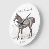 馬エレガントパーソナライズされた馬 ラージ壁時計 (傾斜)