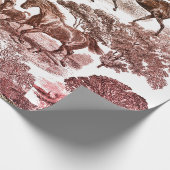 馬エレガント素朴赤茶色トイル ラッピングペーパー (角)