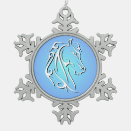 馬エレガント頭オーナメント スノーフレークピューターオーナメント