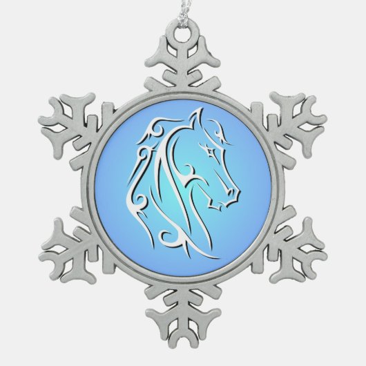 馬エレガント頭オーナメント スノーフレークピューターオーナメント (正面)