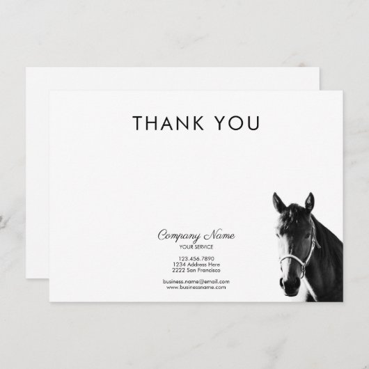 馬エレガント頭BWありがとうビジネス ノートカード (正面/裏面)