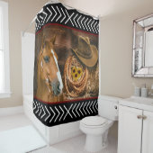 馬カウボーイハットラッソー西パターン シャワーカーテン (インサイチュ)