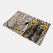 馬カウボーイブーツカウボーイハットホースシュー ドアマット (アングル)