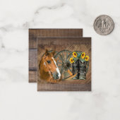 馬カウボーイブーツワゴンホイールヒマワリ西 ノートカード (正面/裏面インサイチュ)