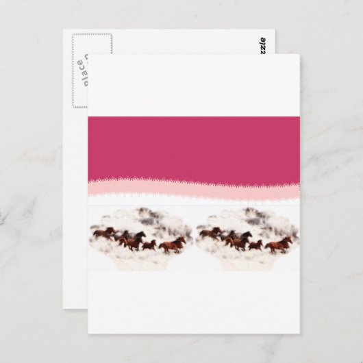 馬カスタマイズ誕生日招待状とカード ポストカード (正面/裏面)