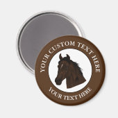 馬カスタム文字クラシックアイコンのロゴ マグネット (正面/裏面)